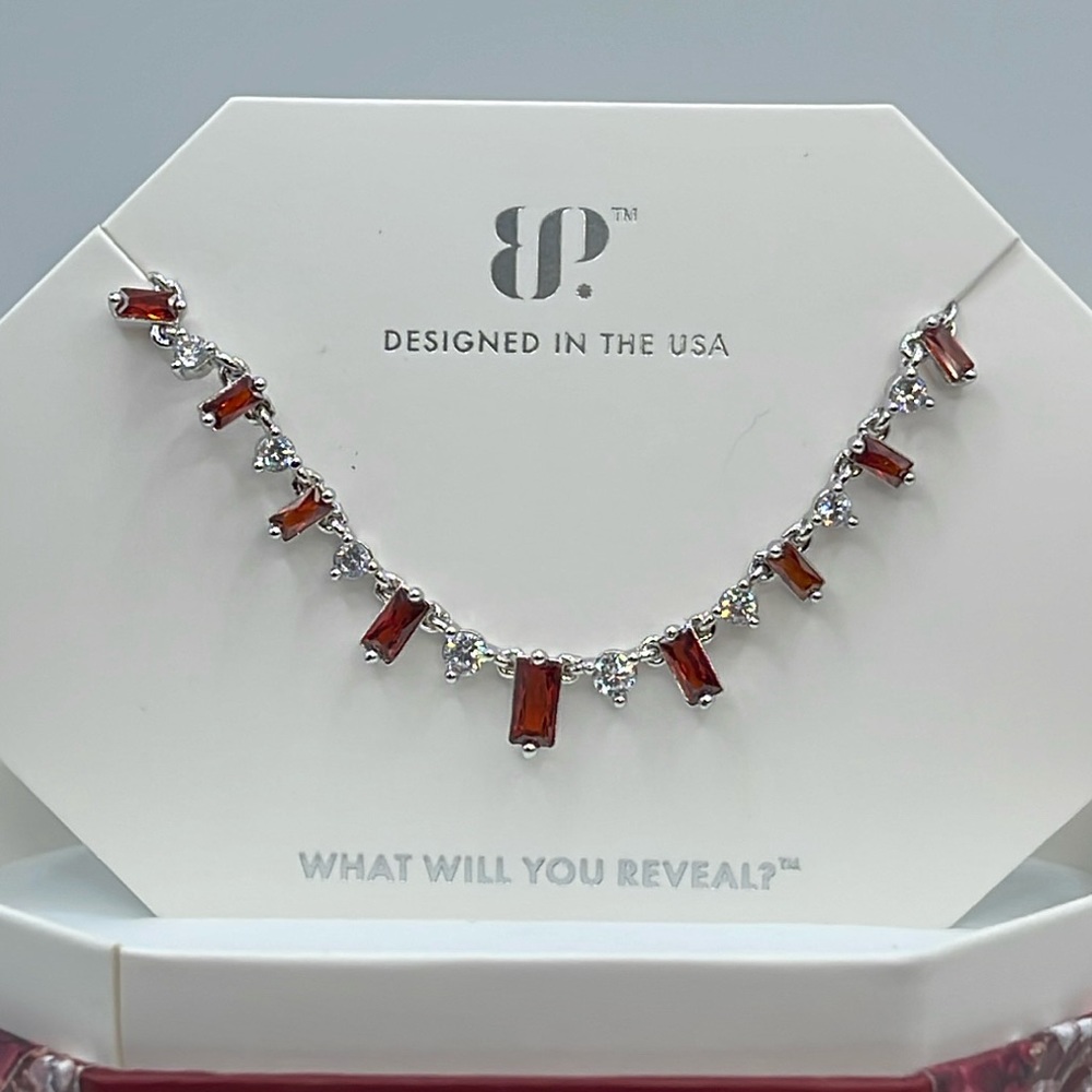 Bomb Party January 2024 Necklace HER DAZZLING GAZE RBP6842 Garnet/Diamond CZ